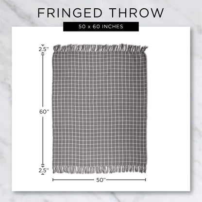 DII Transitional Checked Plaid Woven Throw, 50x60, Black