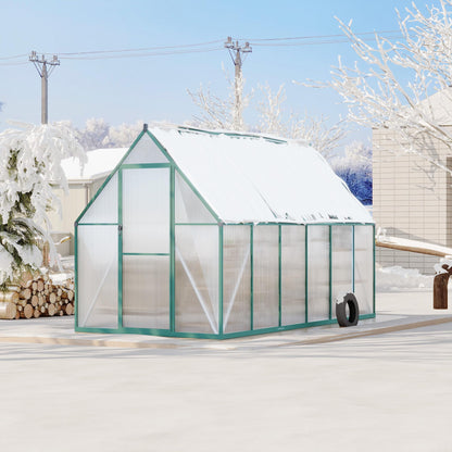 Heavy-Duty 6x11 FT Polycarbonate Greenhouse Kit for Outdoors, All-Weather Walk-in Plant Shelter with Swing Doors, Roof Vent, UV Panels, Fast Setup, Secure, Spacious Gardening