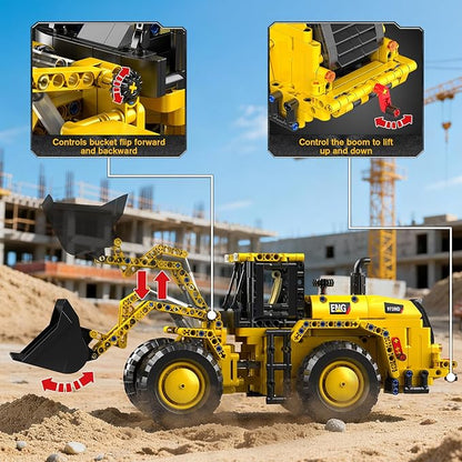 Mould King Technik Wheel Loader Builidng Sets 17084 MOC Construction for Adults Engineering Vehicle Model Kits with with Articulated Steering/Scoop (910PCS+)