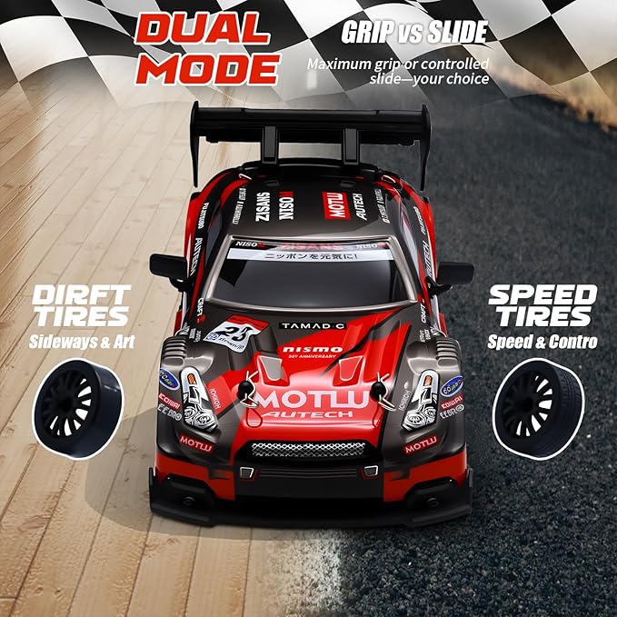 RC Drift Car 1:24 Scale Remote Control Vehicle for Kids2.4GHz 20KM/H 4WD High Speed RC Cars with LED Light Two Batteries &amp Drifting Tires Racing Sport Toy Cars for Adults Boys Girls Kids 8603OG