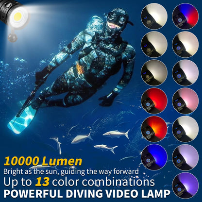 Dive Light,LetonPower TS S 10000Lumens 100m Underwater Video Light,Diving Flashlight,Waterproof Flashlight with Type-C Charging for Professional Under Water Sports