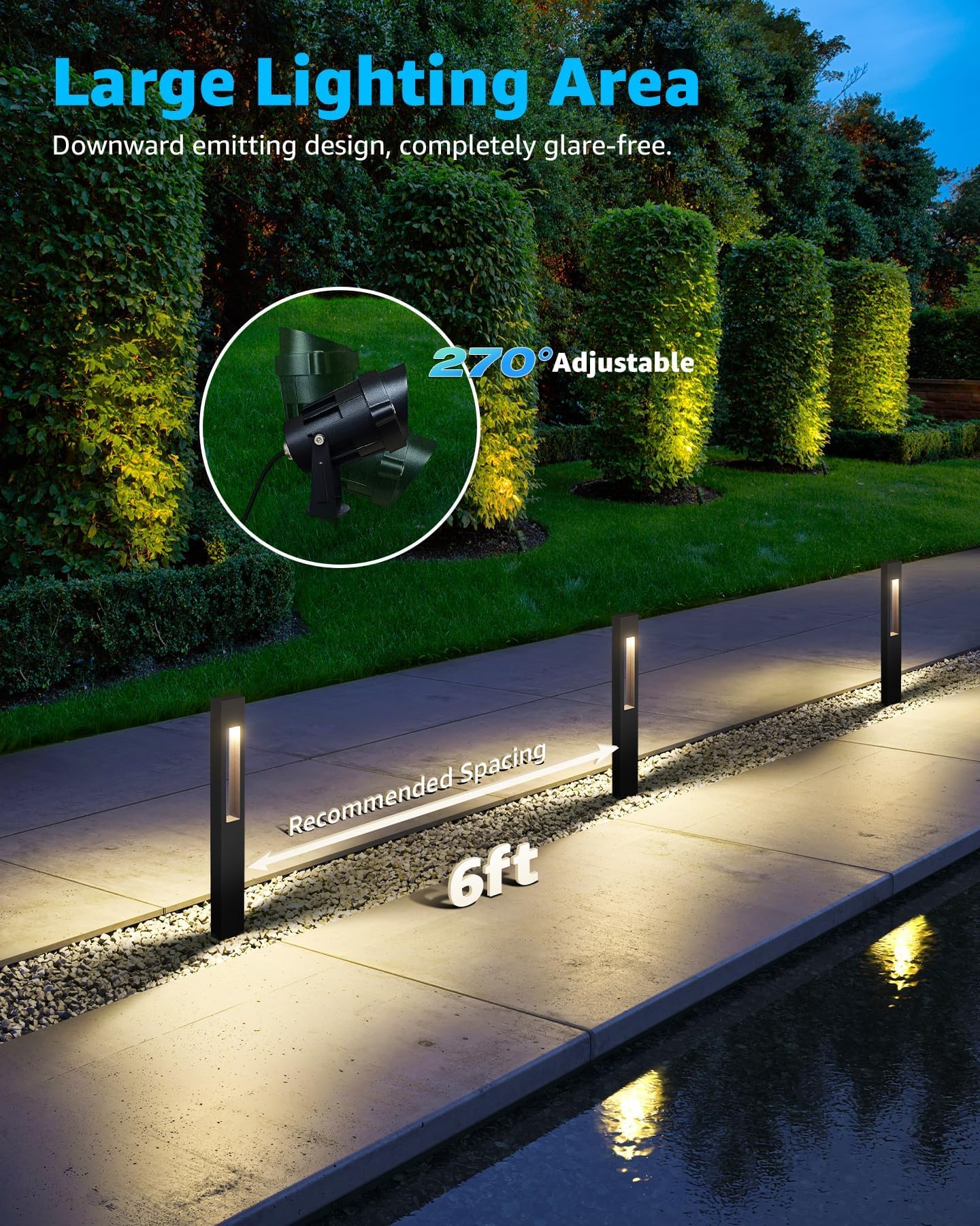 SUNVIE 12-Pack Low Voltage Pathway Lights Wired with Spotlights LED Outdoor Landscape Lighting Kit for Path, Garden, Yard, Patio, Cast-Aluminum, IP65 Waterproof, 12-24V AC/DC, 3000K Warm White, Black