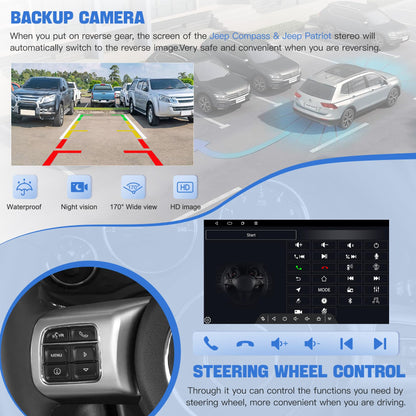 [4+64G] Android 13 Car Stereo for Jeep Compass Patriot 2010-2016 Support Wireless Carplay&Android Auto, 10.1 inch IPS Touchscreen Patriot Radio with GPS, WiFi, Bluetooth FM Radio
