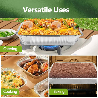 Demiwise Thickened 30 Pack Heavy Duty Aluminum Pans, 9x13 Aluminum Foil Pans Disposable, Half Size Steam Table Foil Baking Tray for Cooking, Baking, Roasting & Chafing, Carton Packaging