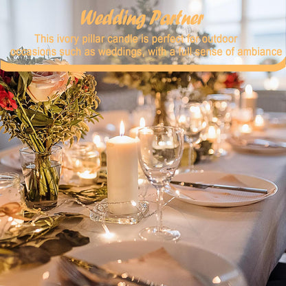 Veiuwa 36 Pcs Ivory Pillar Candles Bulk Set，2x3 2x6 2x8 Inch - 12 Each Size，Hurricane Candles，Dripless Unscented Smokeless，Gives You a Better Atmosphere When Organizing Wedding or Event Party.
