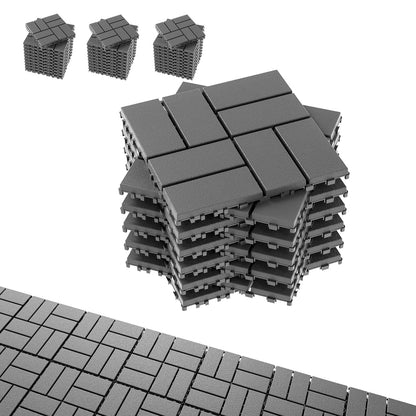 Interlocking Deck Tiles, EchoDeck Patio Deck Tiles, 44 Pack Deck Tiles Interlocking Outdoor All Weather, 12"x12", 8 Slat, 44 Sq. Ft, Highly Durable, Stylish, Non-Slip, Faster-Drying, Dark Grey