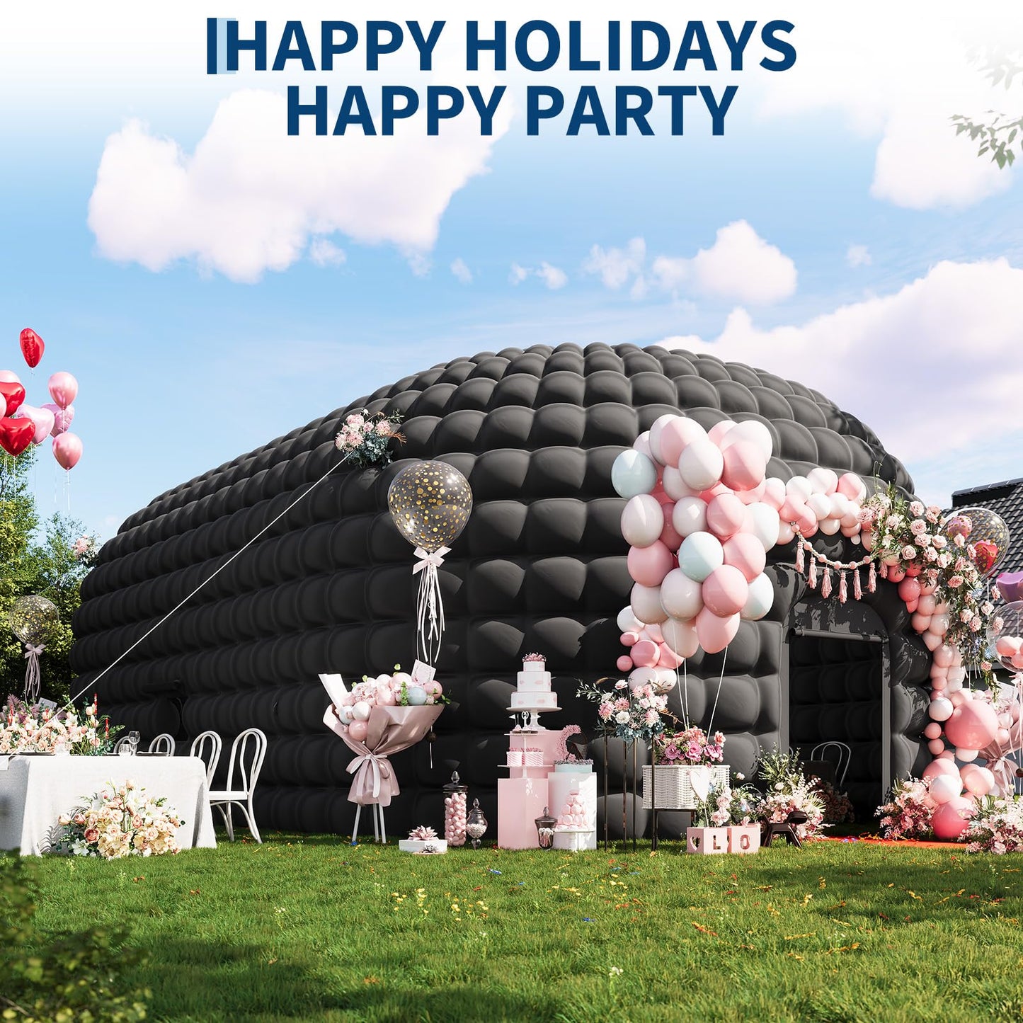 42x23.2x14.8 Ft Inflatable Nightclub, Inflatable Party Tent for Adults with Door & 3 Windows, Portable Blow Up Night Club Tent for Music Festivals, Weddings, Raves, Corporate Events, Black