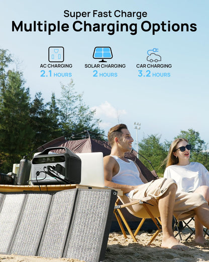 Portable Power Station 300W, 192Wh Large Power Bank with 110V AC Outlet, LiFePO4 Battery Backup,8-Ports Solar Generator Fast Charging for Camping, Hurricane Emergency, Outdoor,Home(Solar Optional)