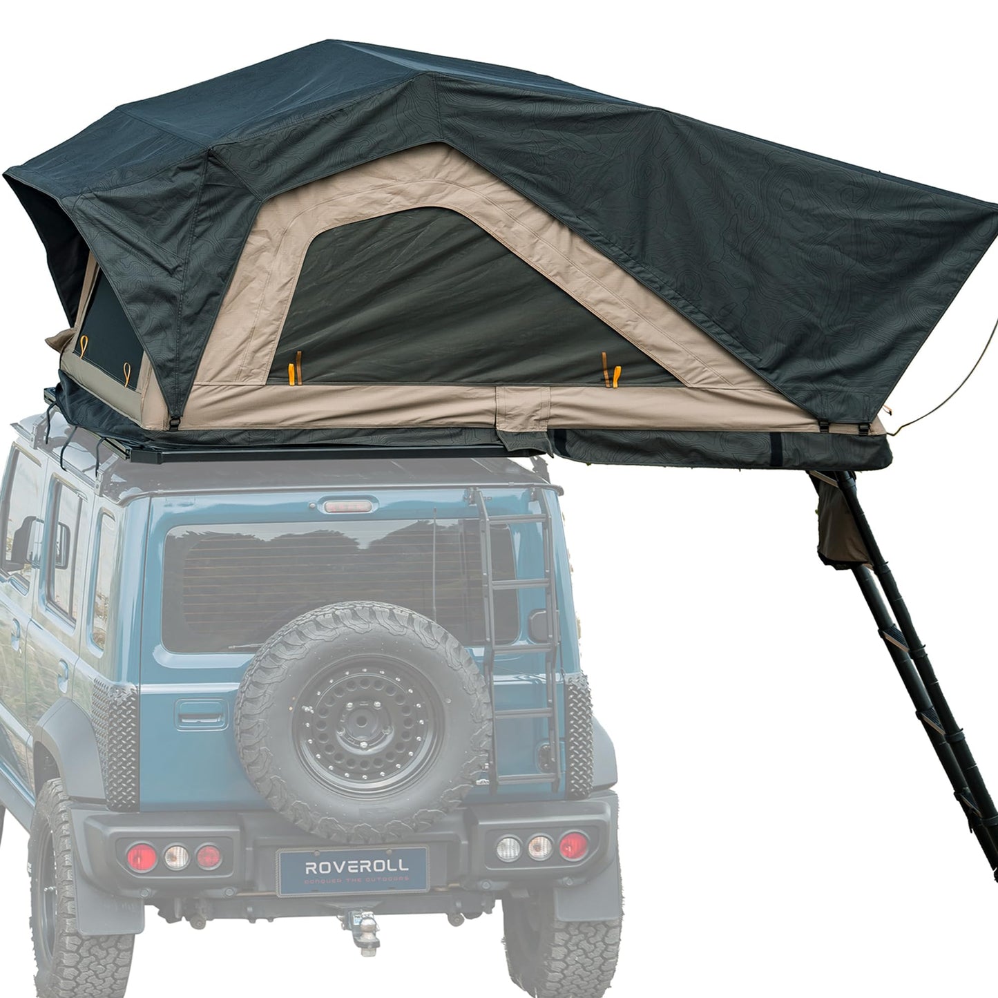 Inflate Rooftop Tent, Soft Shell Roof Top Tent for 2-3 Person, with Aluminum Telescopic Ladder, LED Strip Light, Skyview Window, Memory Mattress, for Car, Truck, Jeep, SUV, Van