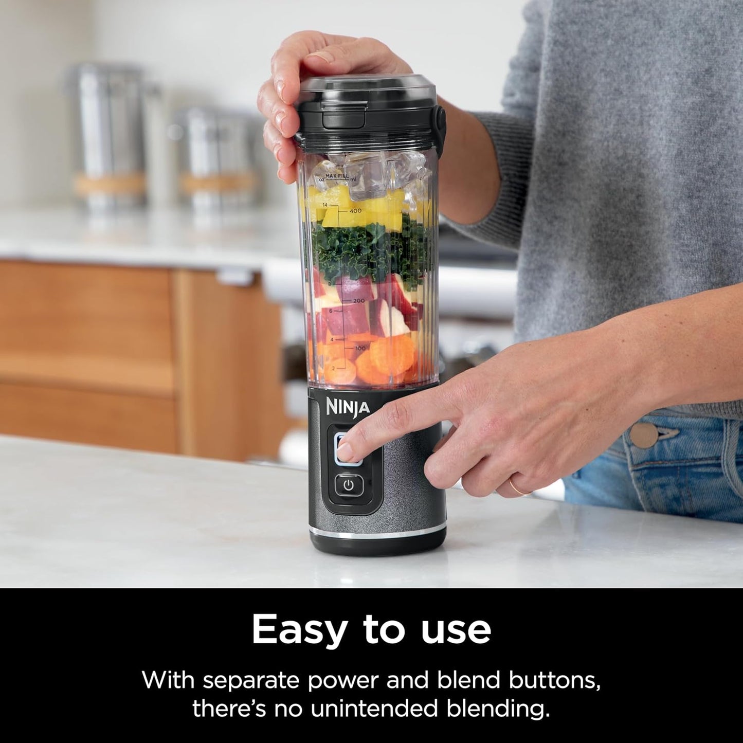 Ninja Blast Portable Blender - Cordless 18oz Personal Blender for Shakes & Smoothies | BPA Free, Leakproof Lid, USB-C Rechargeable, Navy/Silver
