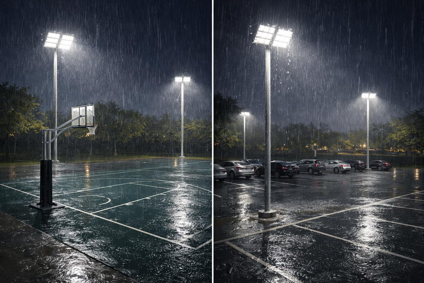 REXTiN LED Stadium Flood Light: Outdoor High Power Adjustable Angle Heavy Duty Waterproof - Area Lighting for Sports Court Parking Lot Area Tunnel (400W)