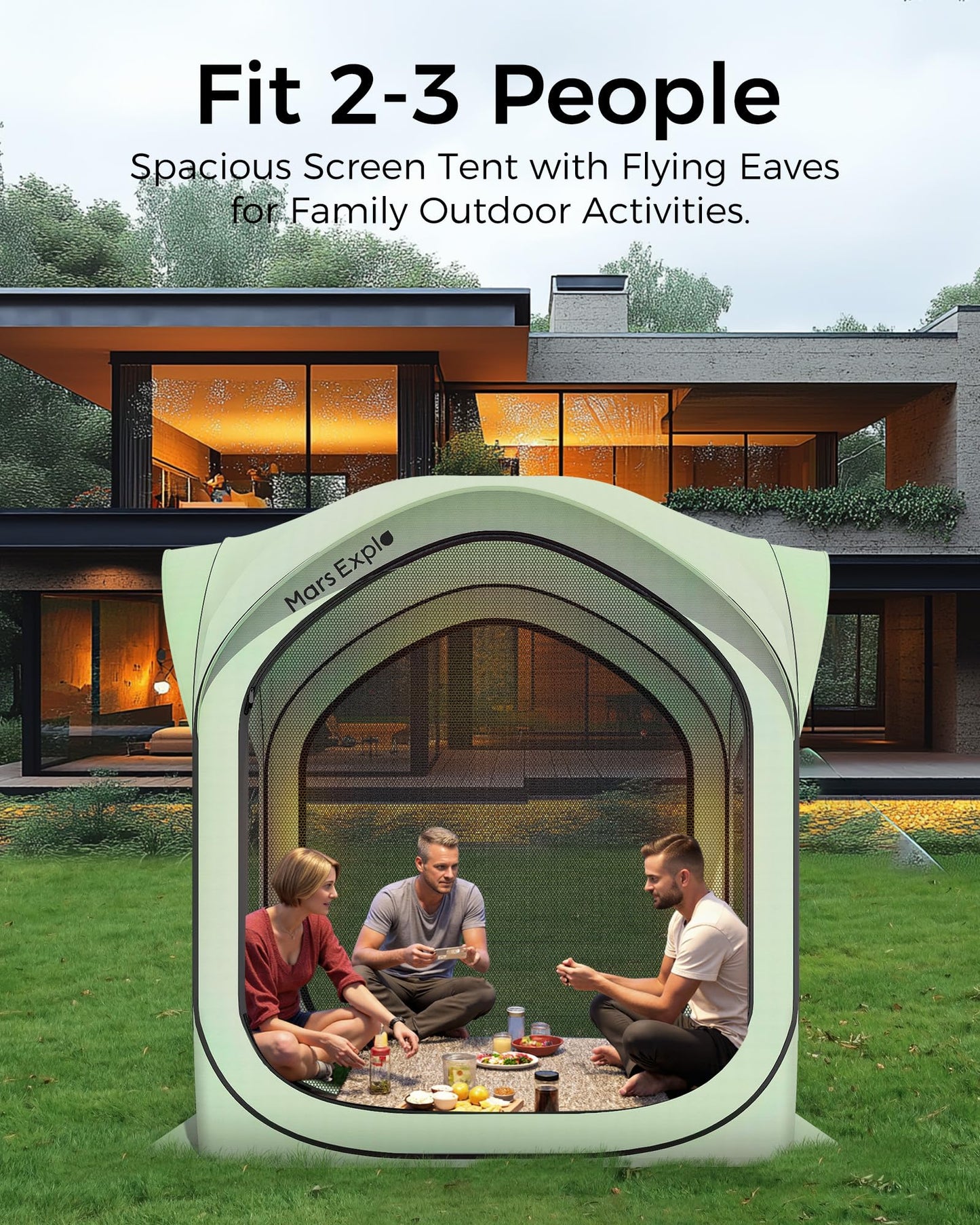6x6FT Pop-Up Screen House Tent, Instant Portable Screen Room Canopy with Mesh Doors and Carry Bag for Patio, Backyard, Deck, Camping, and Outdoor Activities,Seafoam Green