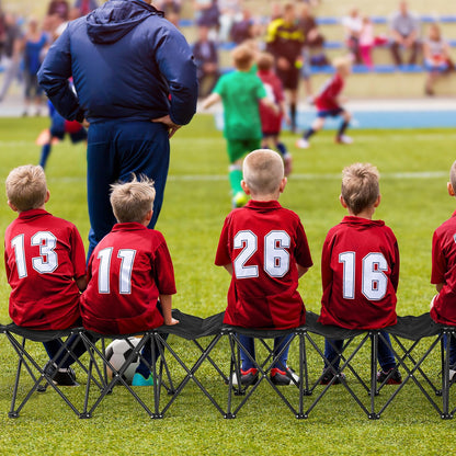 GlikCeil 9 Seats Black Folding Soccer Team Bench Seat Portable Sports Team Bench Unfolded Sideline Chair Playing Field Bleachers for Football Outdoor Sports Events with Storage Bag, No Assembly