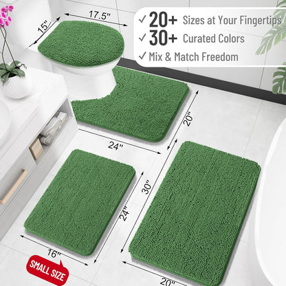OLANLY Large Bathroom Rugs - Extra Soft Chenille Bath Mats | 70x46, Quick Dry, Machine Washable, Olive Green