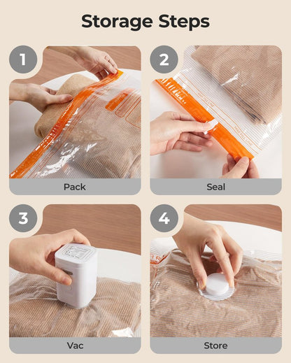 BAGSMART Vacuum Bags for Travel with Rechargeable Air Pump, Portable Space Saver Bags for Travel & Home, Vacuum Compression Seal Bag for Clothing, 18 Pack with Shoe, Laundry & Toiletry Bags