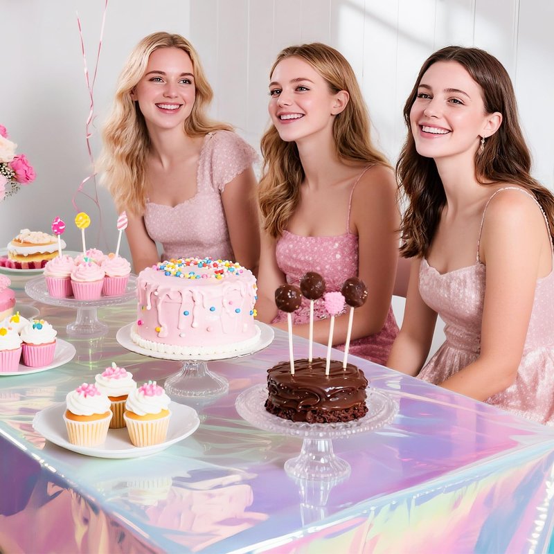 1 Pack Iridescent Tablecloth, 54" x 108" Birthday Party Table Cloths Iridescence Plastic Disposable Table Covers Iridescent Party Decorations, Birthday Decor Tablecloth for Buffet Table