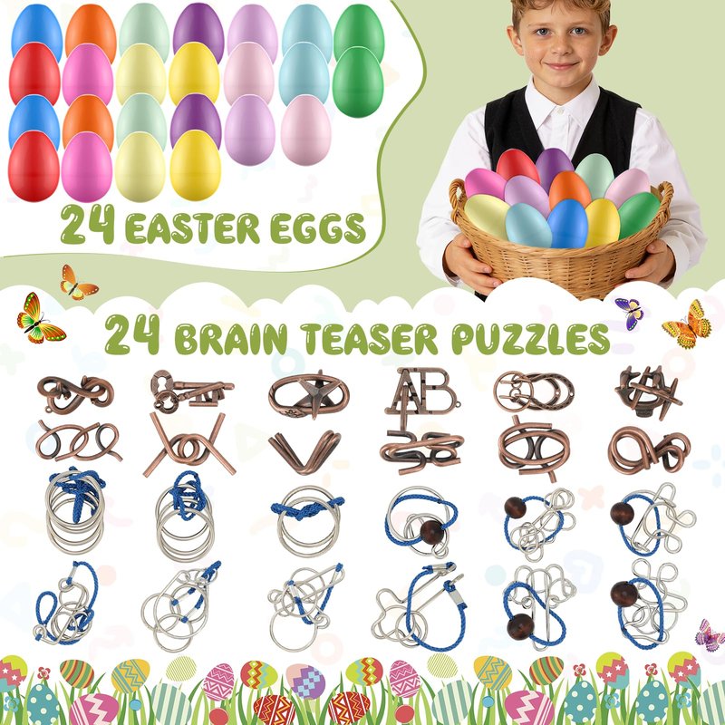 Mytothfy 24 Pcs Brain Teaser Puzzles for Adults Teens - Metal Puzzles 3D Puzzle Game Toys for Adults Teens - Unlock Interlocking Puzzle Adult Teens IQ Education Smart Toys