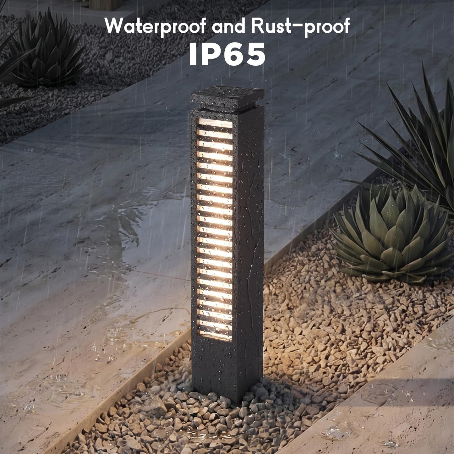 Linkmoon Outdoor Pathway Lights Wired, IP65 Waterproof Landscape Path Light, 27.6'' AC100-240V Bollard Light, Modern Commercial Pathway Lighting, 3000K LED Landscape Lighting for Patio Garden Walkway