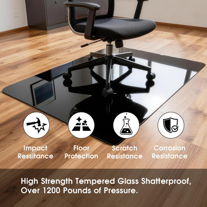 ProsperJoyChant Elasticity Black Clear Chair Mat 36" x 55" - Transparent Protective Floor Mat for Hardwood & Tile Floors, Home & Office Rectangle Hard Floor Protection Mat