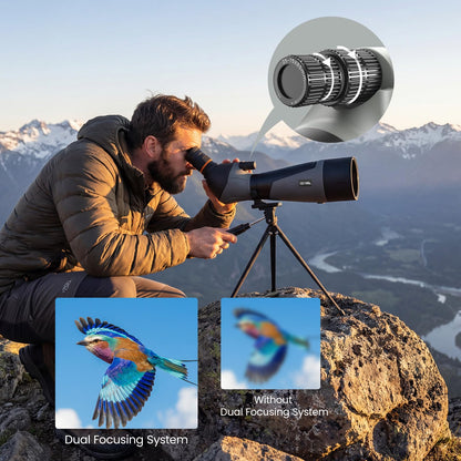 Three Triping 25-75x85 Spotting Scope - Spotter Scope with Tripod, Phone Adapter & Carrying Bag, BAK4 Prism IPX7 Waterproof Spotting Scopes for Bird Watching, Wildlife Observing