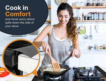 Linda’s Essentials Silicone Stove Gap Covers - Heat Resistant Oven Gap Filler | Easy to Clean (21 Inches, Black)