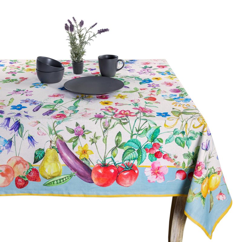 Maison d' Hermine Table Cloth Rectangle Table 100% Cotton 70 x 90 Inches Tablecloth Reusable Decorative for Dining Kitchen Room Farmhouse Home Gifts for Mothers Day Spring Summer - Giverny