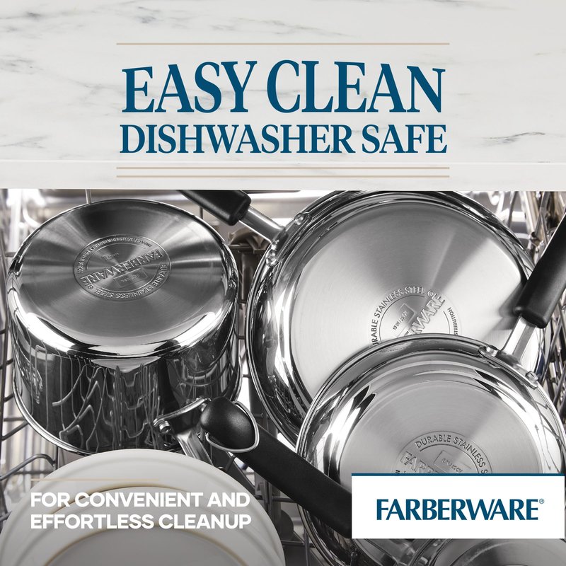 Farberware Brilliance Stainless Steel Saucepan/Saucepot with Glass Lid, 3 Quart, Dishwasher Safe and Induction Ready, Compatible with All Cooktops, Stainless Steel
