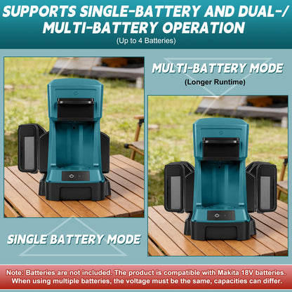 LEZZYRUCK Cordless Coffee Maker for Makita 18V Battery (No Battery), Portable Drip Coffee Machine with Electric Coffee Grinder and Coffee Cup, for RV, Camping, Travel