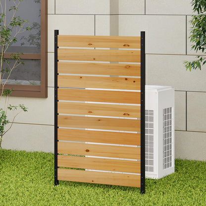 38" W×61" H Wooden Privacy Screen No Dig Outdoor Fence Panel with Metal Stakes Decorative Barrier for Trash Can Air Conditioner & Pool Equipment (Orange 1 Panel)