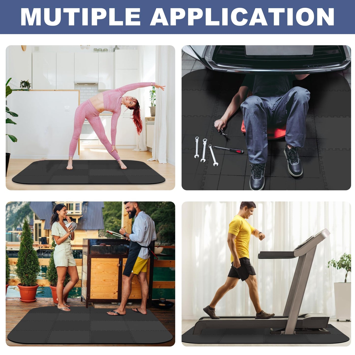 GOOFCXO 85 Inch Hot Tub Mat & Pad for Inflatable Tubs, 1/2" Extra Thick Hot Tub Pad Foundation Non-Slip EVA Foam Padding for Outdoor Hot Tubs Pool Spa Pad Game Camping Mat, Easy Clean