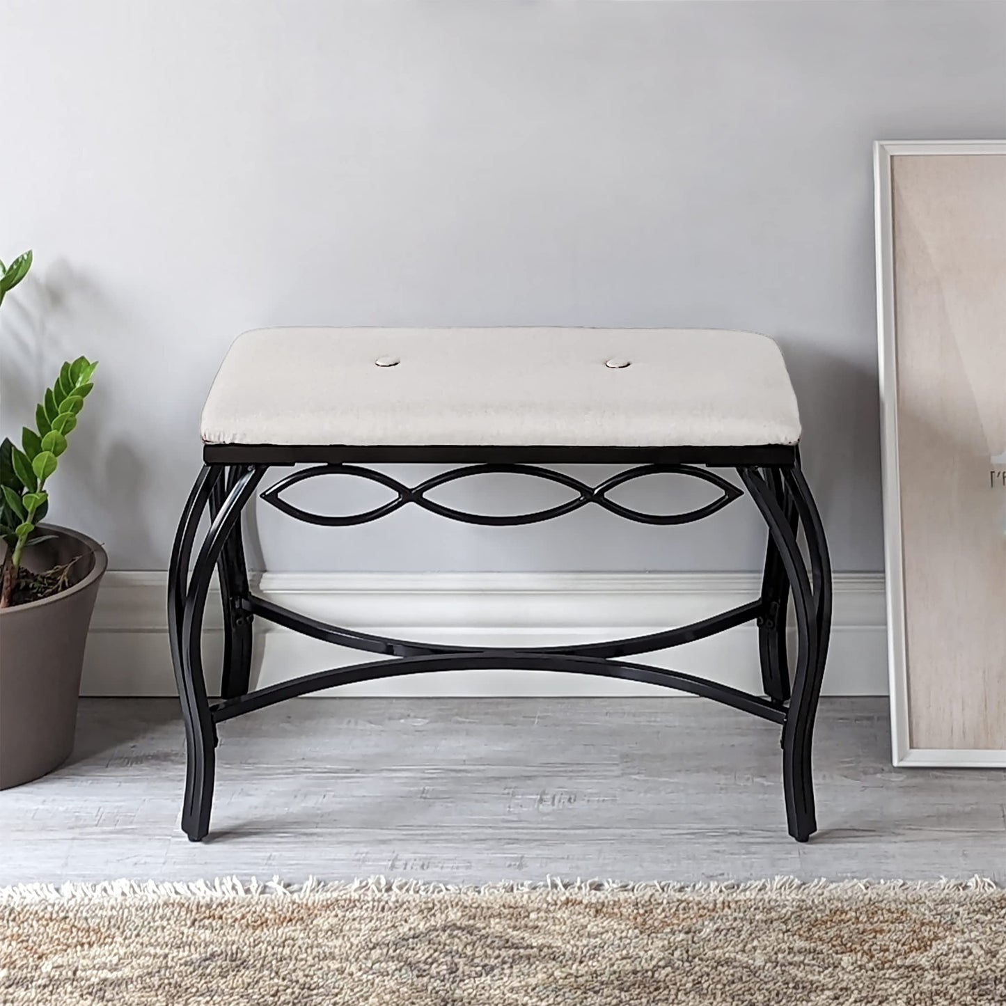 Mango Steam Heather Gray Shoe Bench - Vanity Seat for Makeup Room, Dressing Stool, Entryway Bench - Powder Coated, Upholstered, Space Saving