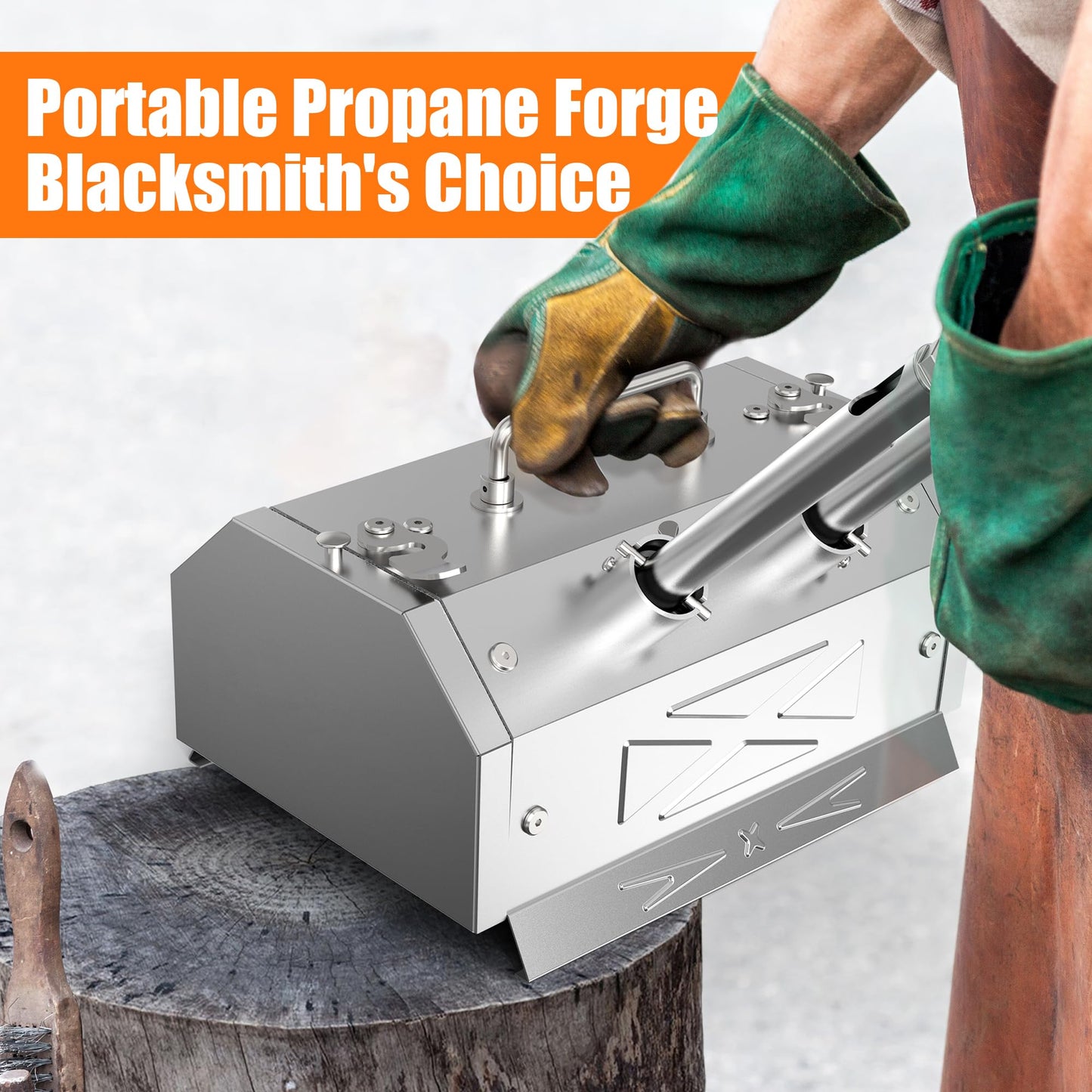 Nelyrho Portable Blacksmith Beginner Forge Kit with 30PSI Regulator, Dual Burners Professional Artists Hobby Knife Making Blacksmith Tools (Double Burners)