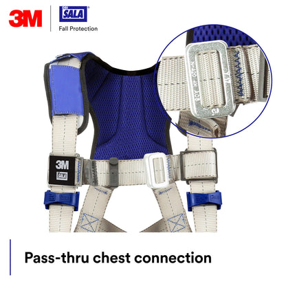 3M DBI-SALA ExoFit X100 Comfort Vest Safety Harness Fall Protection, OSHA, ANSI, General Purpose, 1 D-Ring, Tongue Buckle Leg Strap, Pass-through Chest Buckle, Zinc Plated Steel, 1401004, 2X