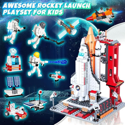 Space Exploration Shuttle Toys for 6 7 8 9 10 11 12 Year Old Kids Girls Boys 12-in-1 STEM Projects Rocket Building Toy Kit with 3 Astronauts Airplane Rocket Set Gift idea for Ages 6 + 885 Pcs