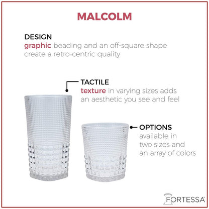 Fortessa Malcolm Double Old Fashioned Cocktail Glass 6 Pack, 11.5-Ounce, Smoke Gray