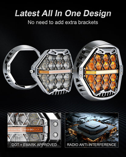 LX-LIGHT Silver 1200% Bright 180W 7 Inch LED Headlight with 4.5 Inch LED Fog lights Compatible with Road King Road Glide Street Glide Electra Glide Ultra Limited Trike Heritage Softail Fat Boy