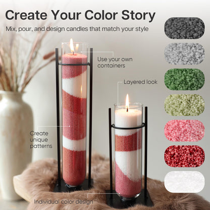 comforder Unscented Candle Sand with Wicks, Pearled Candle, Wax Granules, 14oz Sand Wax Granules + 4 Wicks (Red)