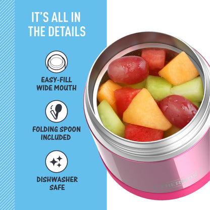 THERMOS FUNTAINER Insulated Food Jar,10 Ounce,Kid Friendly Food Jar with Foldable Spoon,Pink,(Pack of 6)