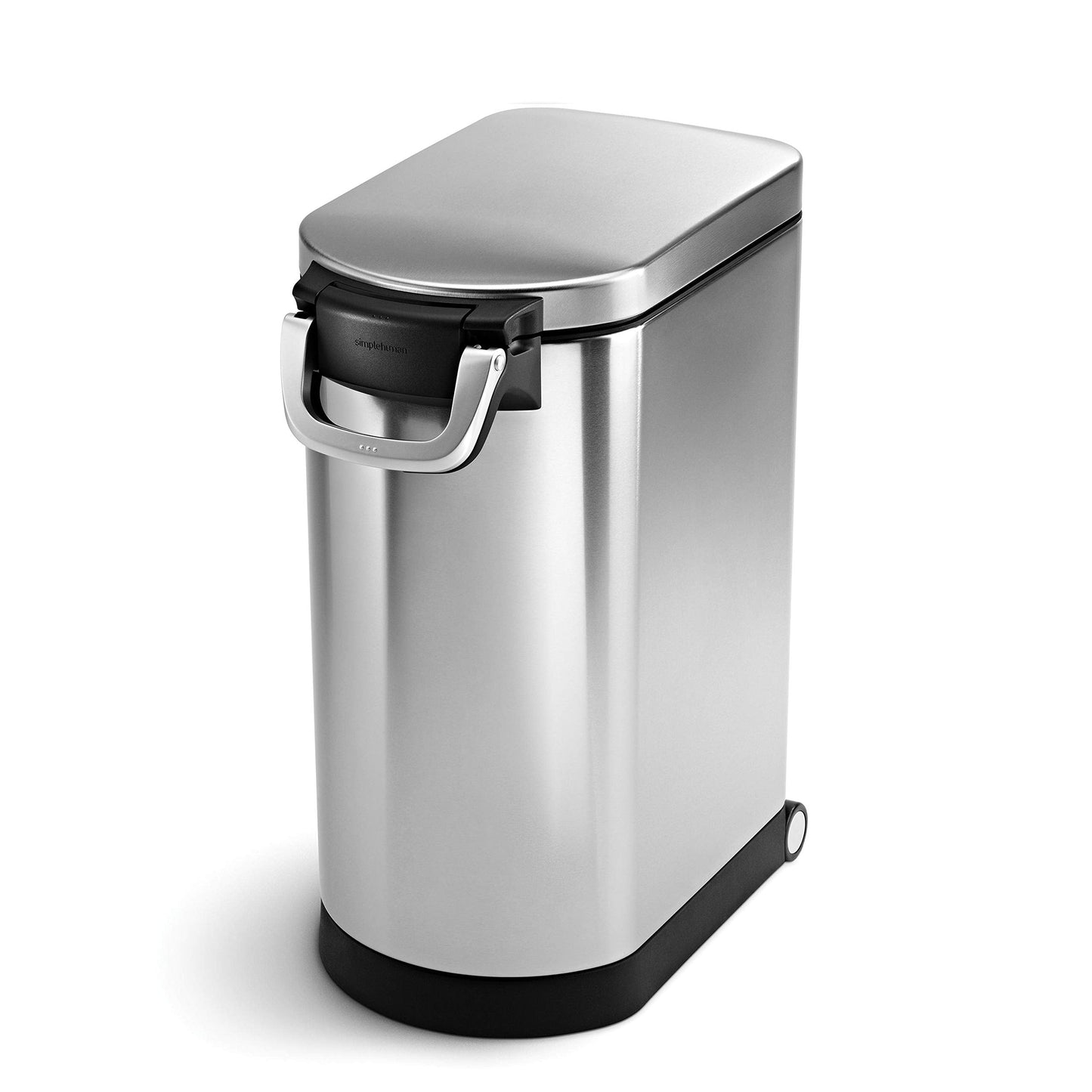 simplehuman Large Pet Food Storage Container, Holds 30-35 lb / 14-16 kg of Dry Dog Food, Cat Food, or Bird Seed, Airtight Lock-Tight Lid with Magnetic Scoop, BPA-Free, Brushed Stainless Steel