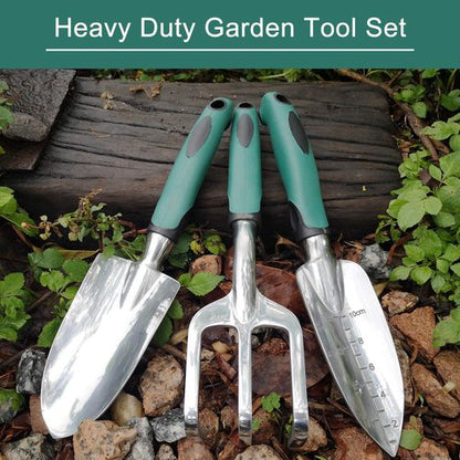 FANHAO Garden Tools Set - 3 Piece Heavy Duty Cast Aluminum Tools with Non-Slip Handles | Durable Gardening Gifts for All