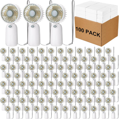 Woanger 100 Pcs Portable Mini Handheld Fan Bulk with Rope Lash Desk Fan for Makeup Summer Appreciation Gifts Individually Boxed for Wedding Travel Camping Hiking (Green)