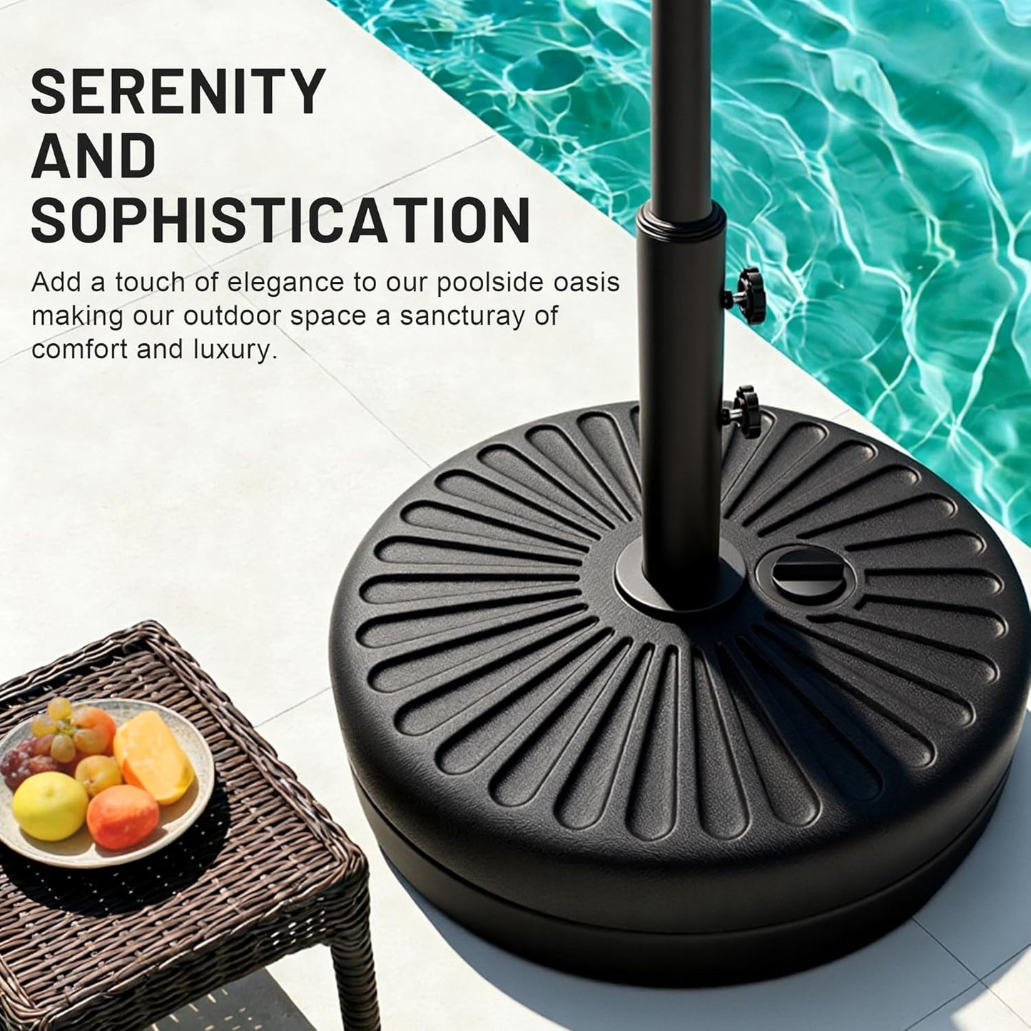 AreShark Patio Umbrella Stand - 81.5lb Max Capacity Water-Filled Base | Heavy Duty Black Outdoor Holder