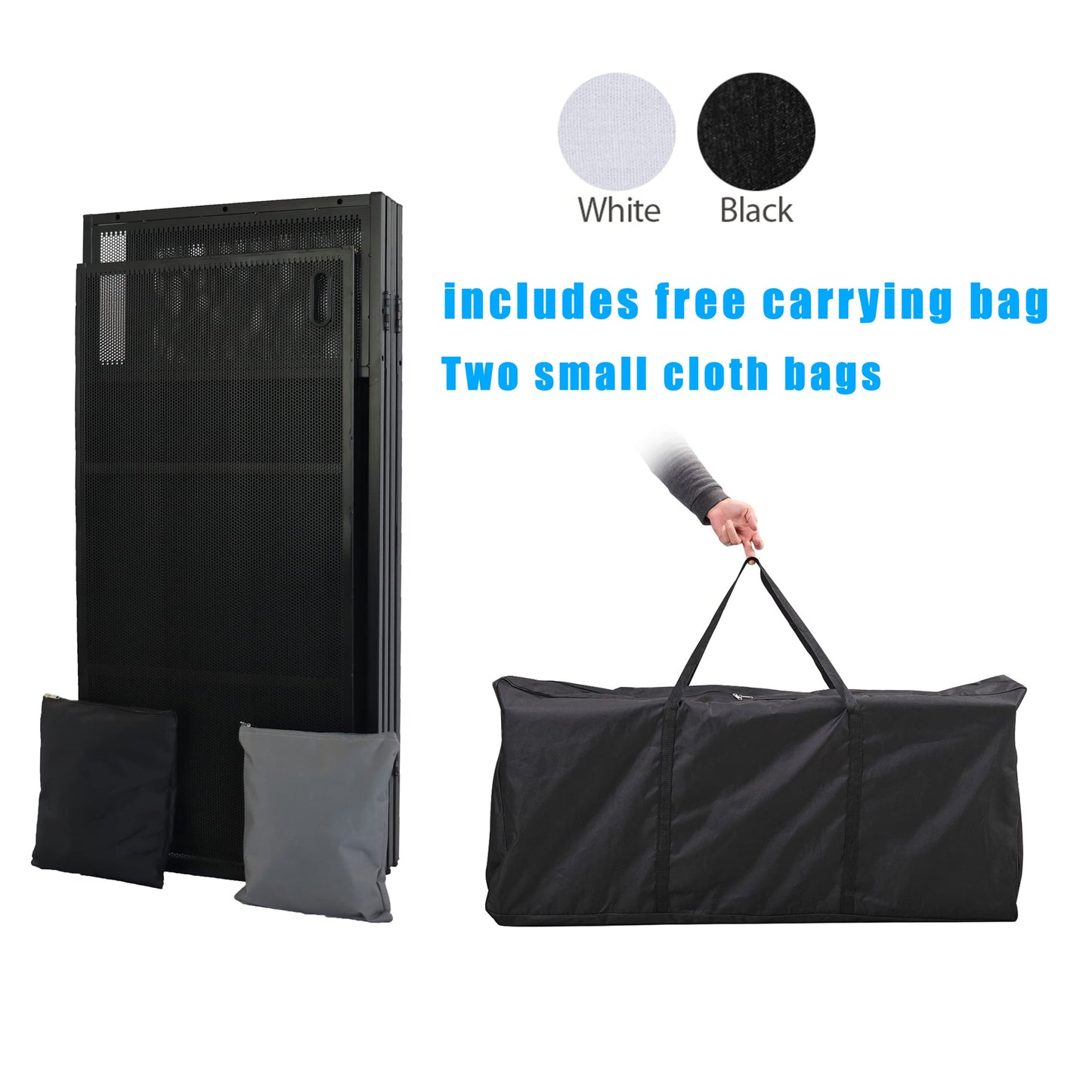 Sardoxx Portable DJ Booth DJ Facade DJ Table Station Two-position Height Adjustable Tabletop DJ Table Stand DJ Event Booth w/Travel Bag Black&White Scrims For Gig, Party, Show