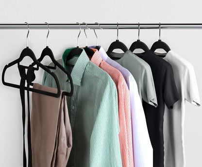 Utopia Home Velvet Hangers 100 Pack – Premium Non-Slip Slim Clothes & Coat Hangers with Tie Bar, Space-Saving Heavy Duty Design, 360° Swivel Hook – Black
