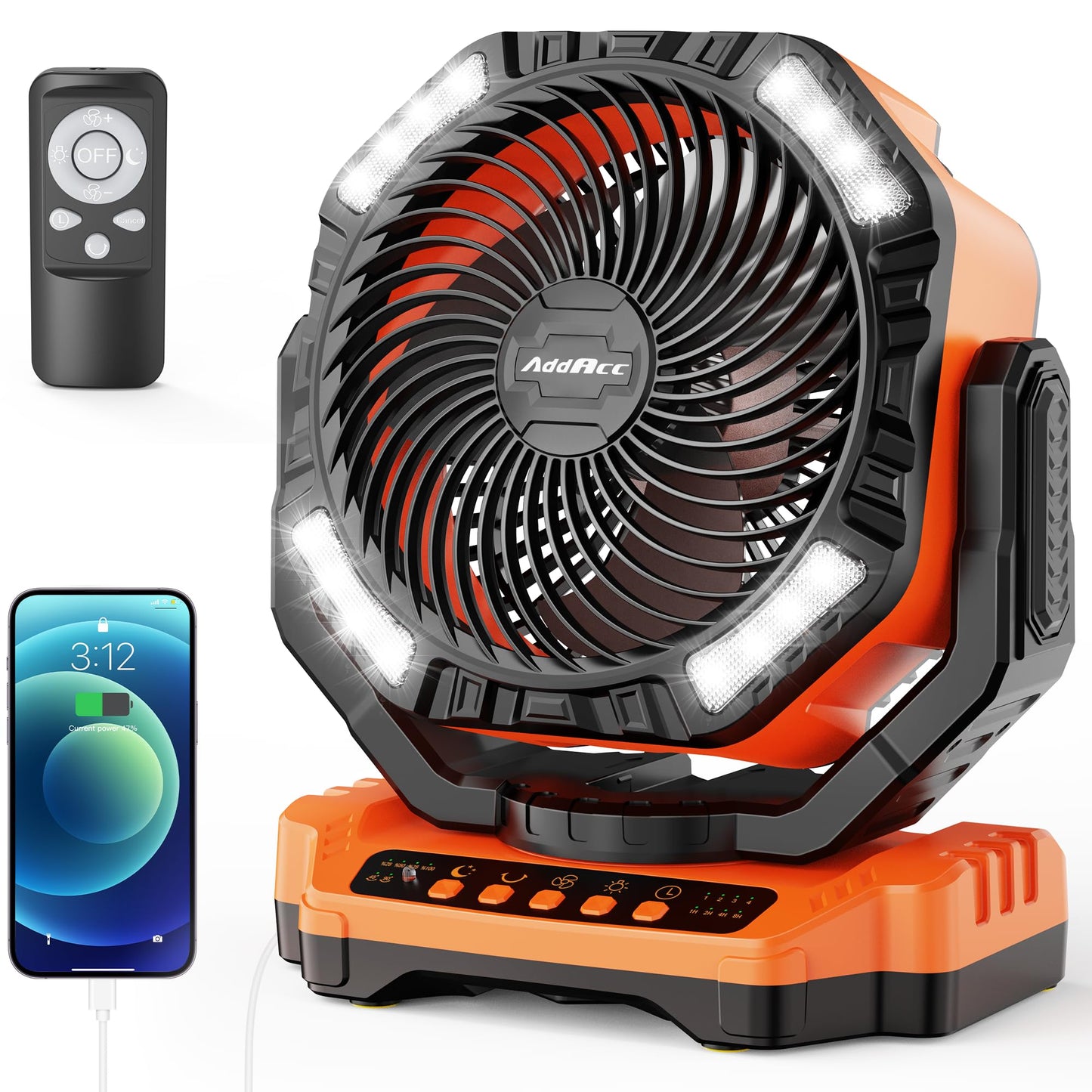 40000mAh Battery Operated Camping Fan, Rechargeable Fan High Velocity, Portable Fan With Remote & Timer - Battery Powered Fan for Car Travel RV Camping Gear Hurricane Emergency Power Outage Essentials