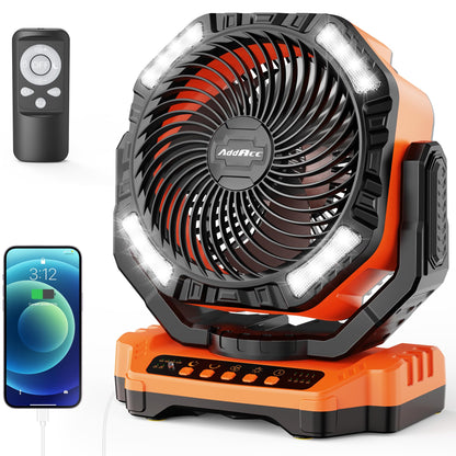 40000mAh Battery Operated Camping Fan, Rechargeable Fan High Velocity, Portable Fan With Remote & Timer - Battery Powered Fan for Car Travel RV Camping Gear Hurricane Emergency Power Outage Essentials
