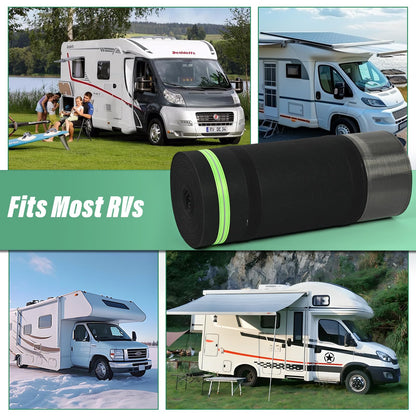 RV Skirting for Travel Trailers & 5th Wheels, 65.5FT Skirting for RV Campers Heavy Duty 2.6FT High Camper Insulated Skirt with Bottom Stainless Steel, All-Weather Windproof Waterproof UV-Resistant