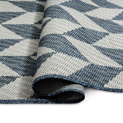 Nicole Miller New York Patio Country Calla Contemporary Herringbone Indoor/Outdoor Area Rug, Blue/Cream, 7'9"x10'2"