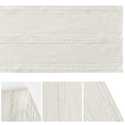Artoid Mode Beige Rustic Cotton Linen Table Runner, Seasonal Embroidered Hollow Kitchen Dining Table Decoration for Home Party Decor 13x108 Inch