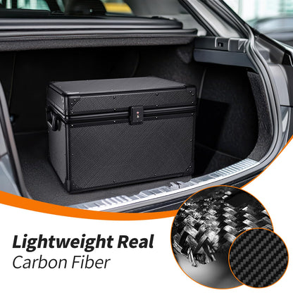 T-carbon Carbon Fiber Trunk Organizer – Lightweight Performance Storage Vehicles Trunk Storage Automotive Storage System Performance Cargo Box Utility Case 20 * 13 * 13.4IN,Black